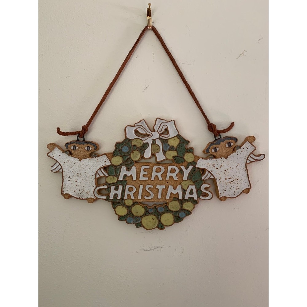 Handmade Pottery Merry Christmas Sign
